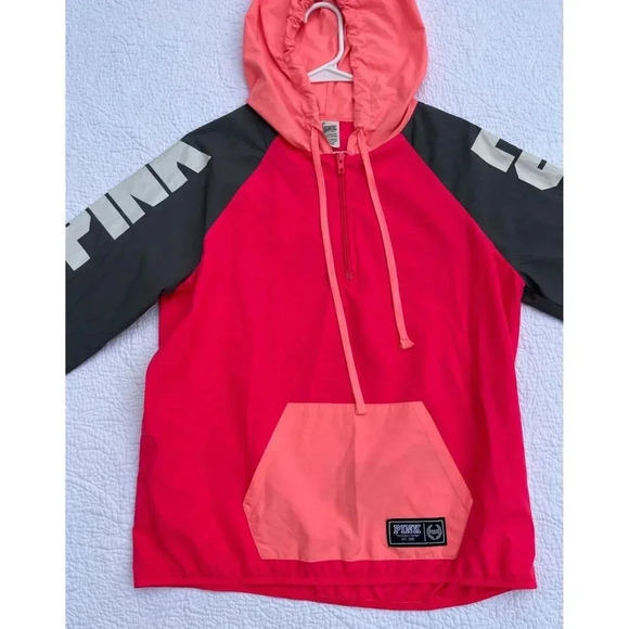 PINK Victorias Secret Womens Pullover Quarter Zip Hooded Windbreaker Jacket XS - Picture 3 of 6